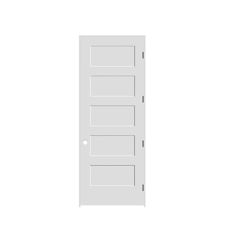 Codel Doors 30" x 96" x 1-3/8" Primed 5-Panel Equal Panel Interior Shaker 4-9/16" LH Prehung Door w/Mtt Blk Hngs 2680pri8405LH10B4916
